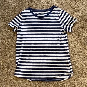 Old Navy Blue and White Striped Short Sleeve Tee